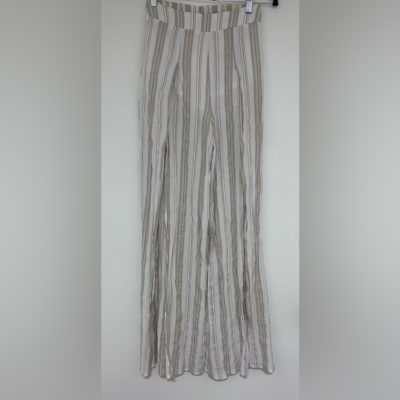 Miou Muse Striped Beige and White Split Leg Pants Size Small - Picture 1 of 6